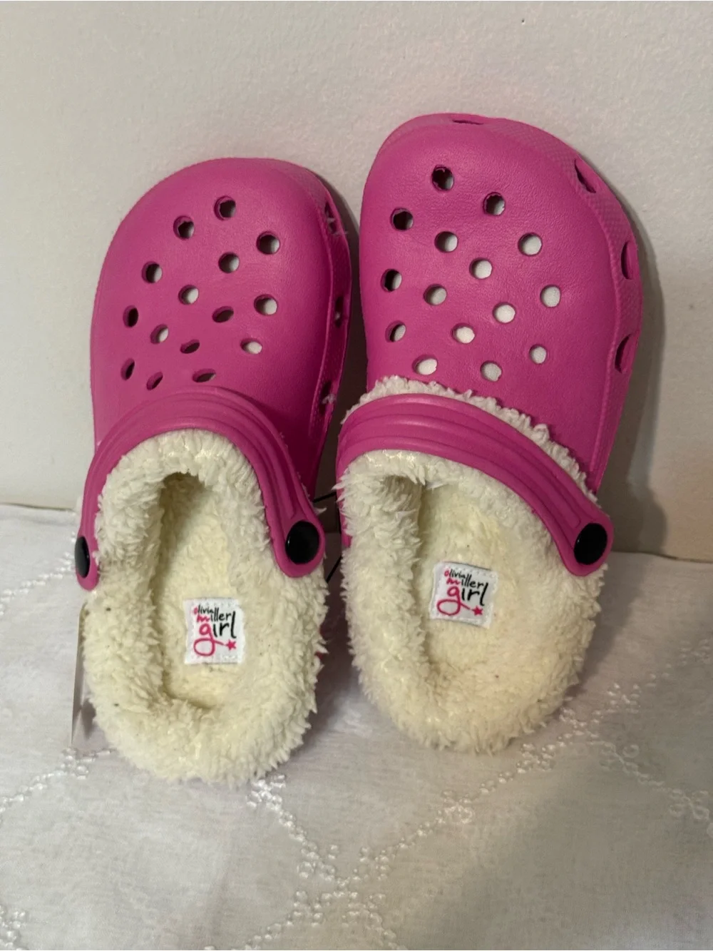 Kids Plush-Lined Slip-On Clogs in Hot Pink